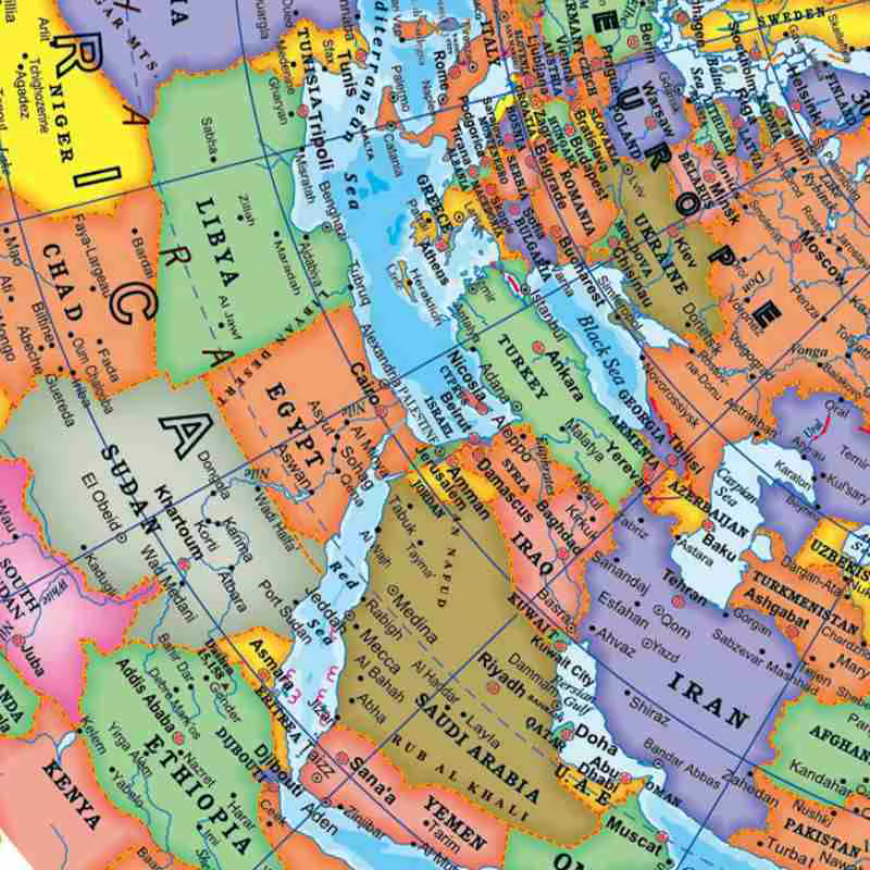 Globe éducatif pour l'enseignement, carte du monde anglaise HD avec 360, 1 pièce °   Rotation, outil d'apprentissage de la géographie de bureau standard