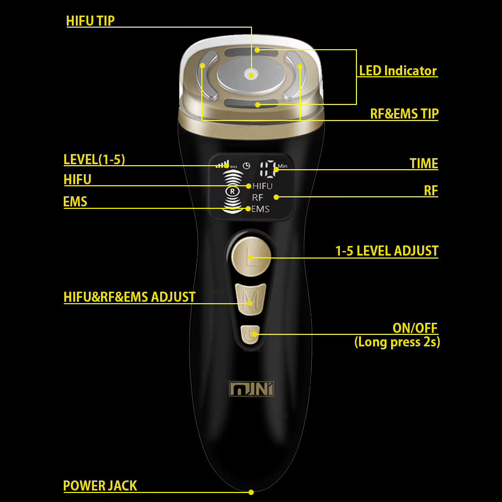 2.0 Mini HIFU Machine soins de la peau du visage EMS microcourant pour le raffermissement