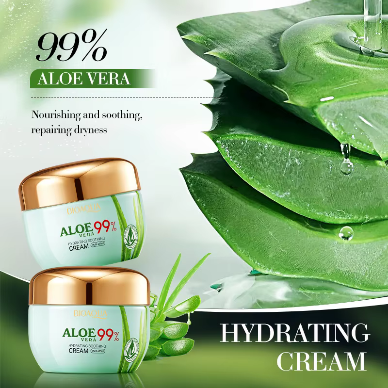 2 pièces/kit BIOAQUA Aloe Vera ensembles de soins de la peau crème pour les yeux du visage hydratant raffermissant