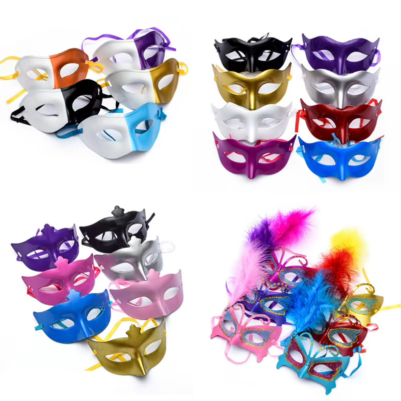 10 pièces masques de plumes colorés femmes filles princesse masque de mascarade Sexy danse fête d'anniversaire accessoires de carnaval noël Halloween