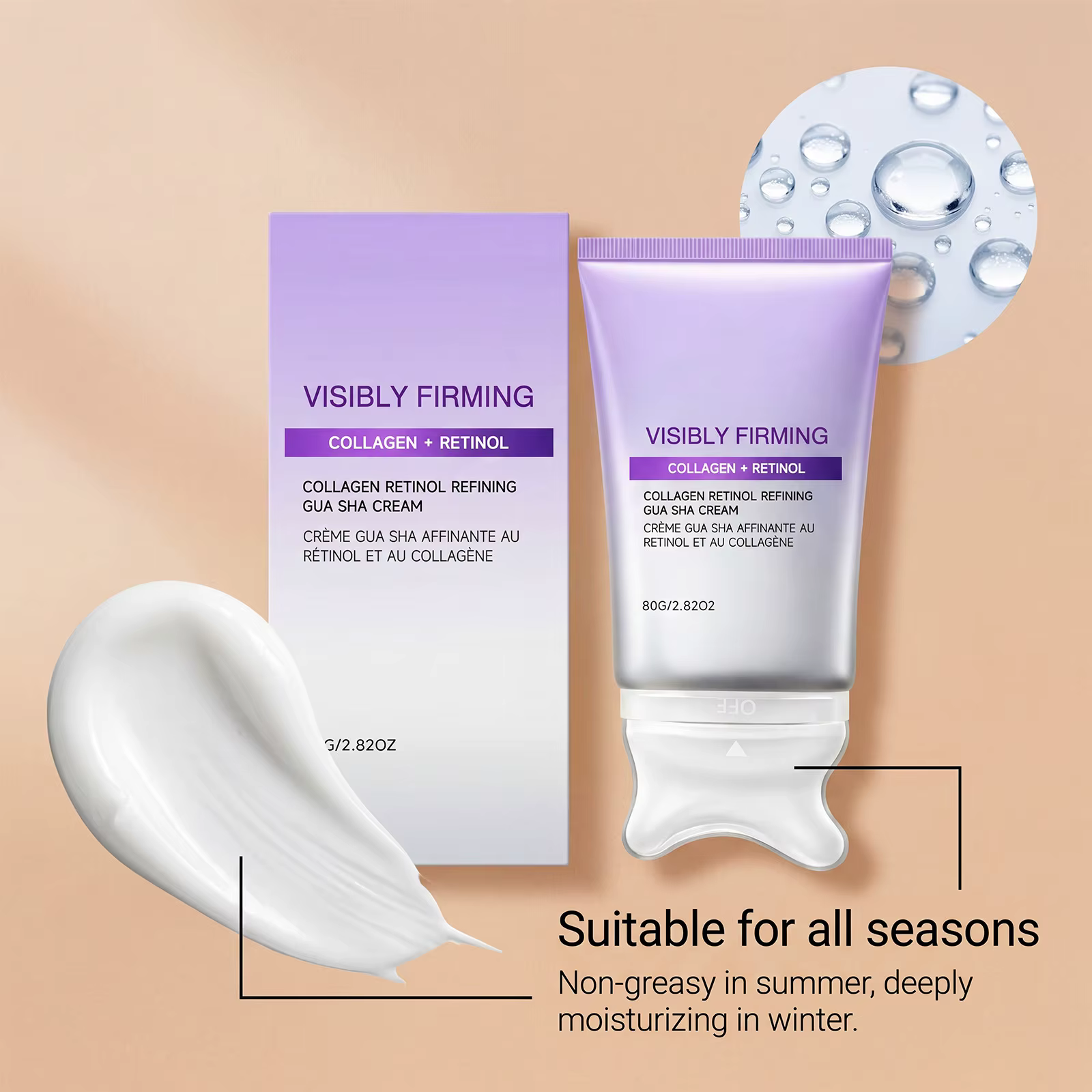 Crème raffermissante pour le visage avec applicateur masseur