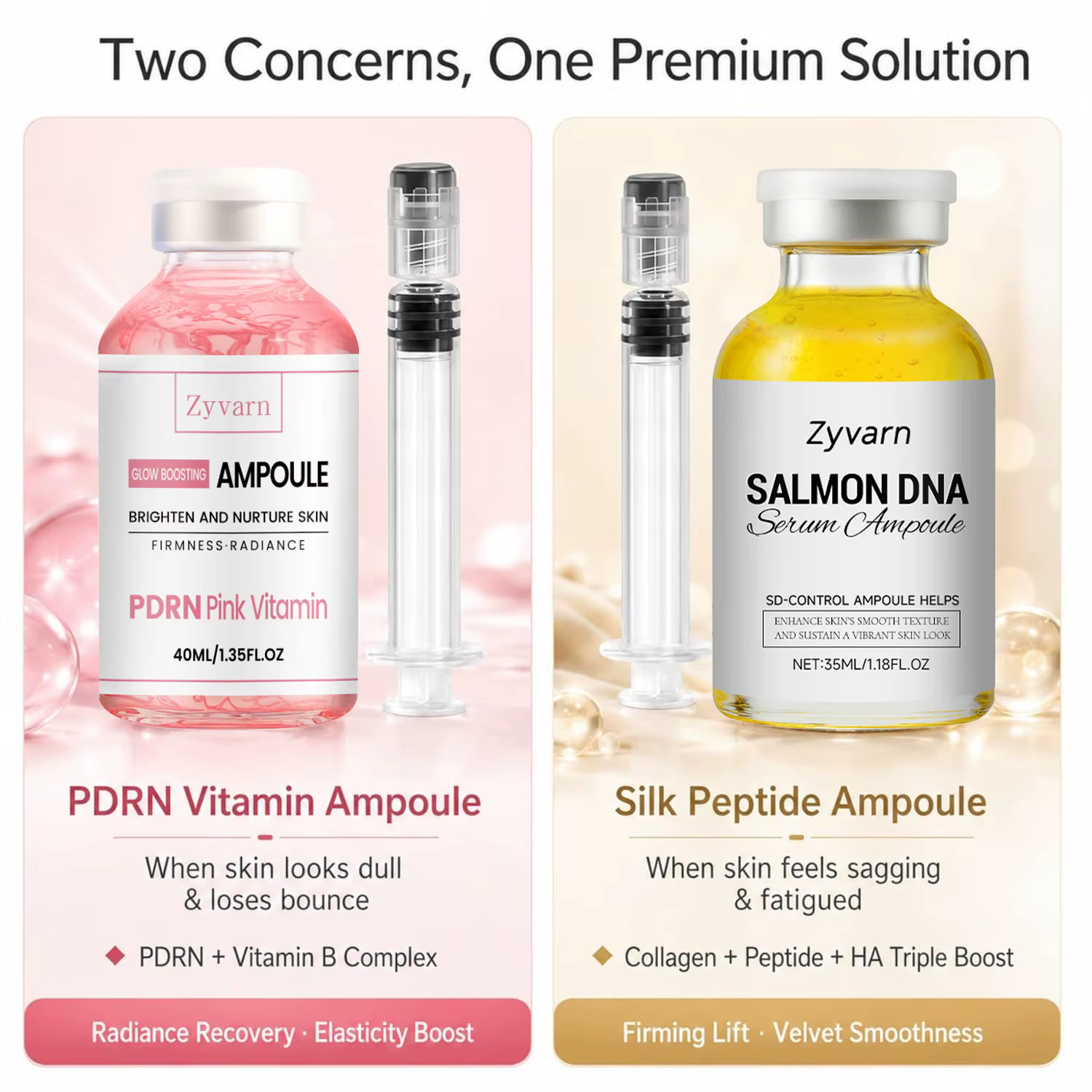 Coffret Sérum Ampoule – Essence Visage Anti-Âge aux Cellules Souches et ADN de Saumon Hydratante & Éclaircissante