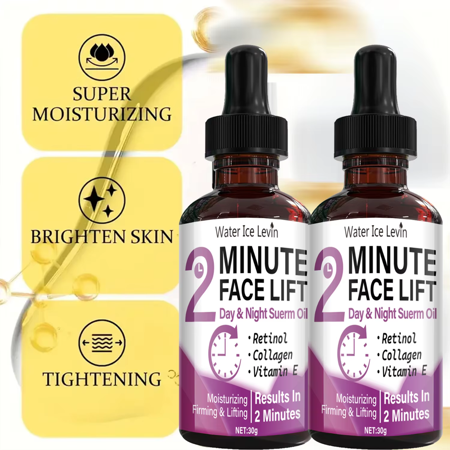 Minute Face Lift Huile de sérum jour et nuit au rétinol et au collagène – Hydratant, raffermissant et liftant en 2 minutes