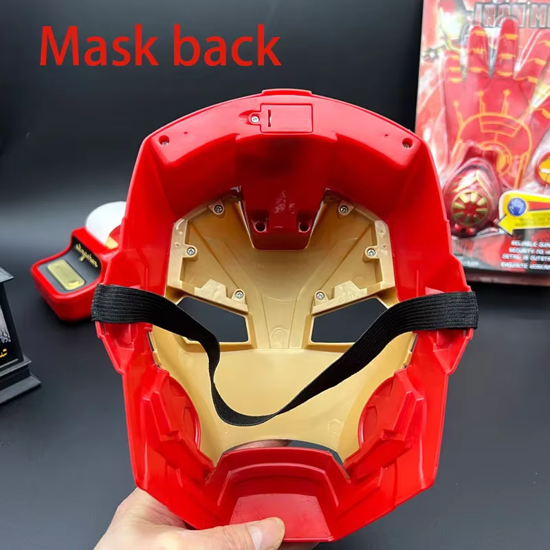 Jouet en fer avec effets lumineux et sonores, masque ouvrable, gants lanceurs de poignet, accessoires de cosplay de dessin animé et d'anime pour cadeaux de fête