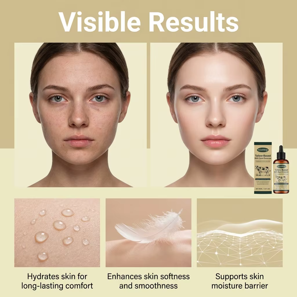 Sérum Visage au Suif de Bœuf – Huile Essentielle Nourrissante pour le Soin