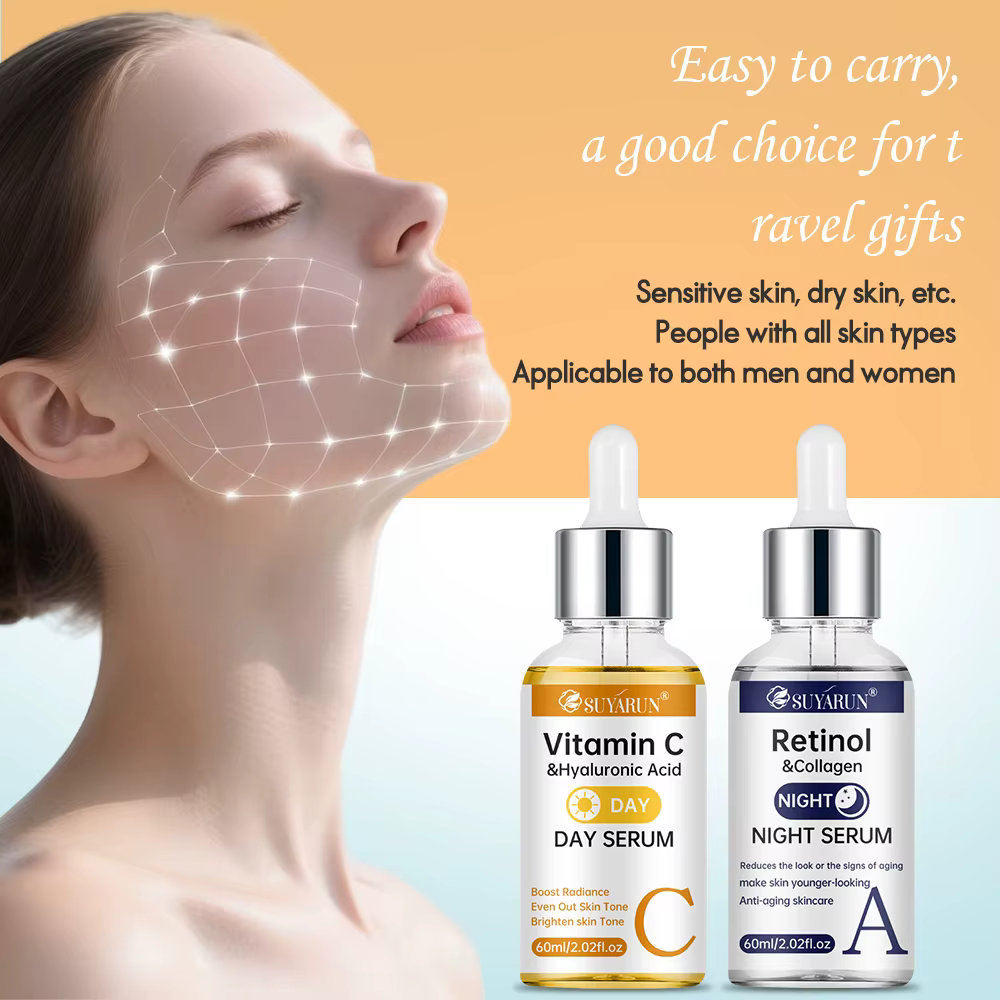 SUYARUN Day Sérum au rétinol de nuit à la vitamine C - Éclaircissant et anti-âge | Formule 2 en 1 pour la réparation de