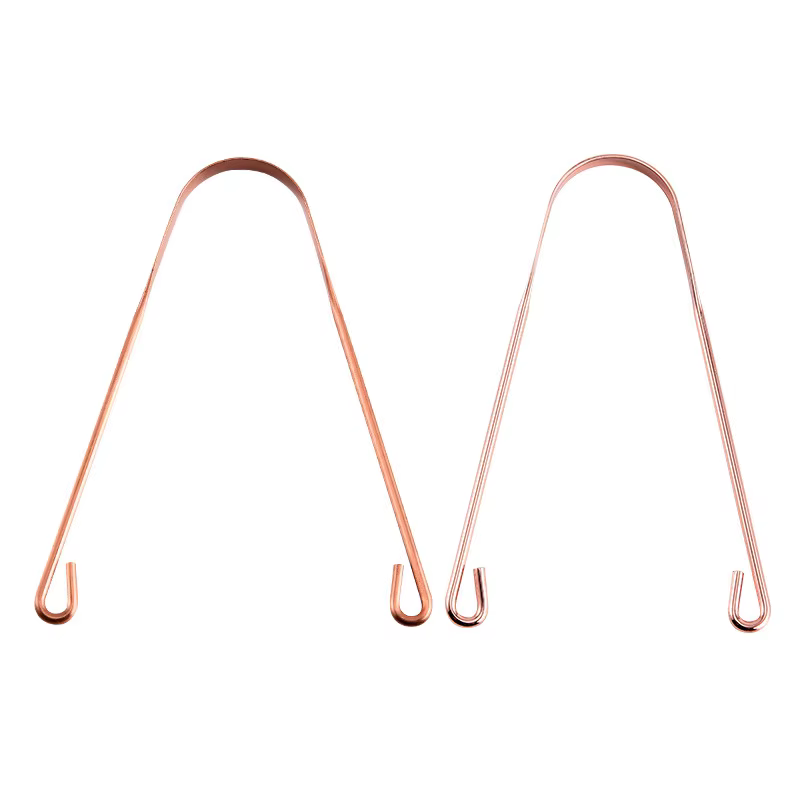 Grattoir à langue en cuivre pur et acier inoxydable, brosse nettoyante buccale, outil de nettoyage pour une haleine fraîche, accessoire d'hygiène dentaire de haute qualité