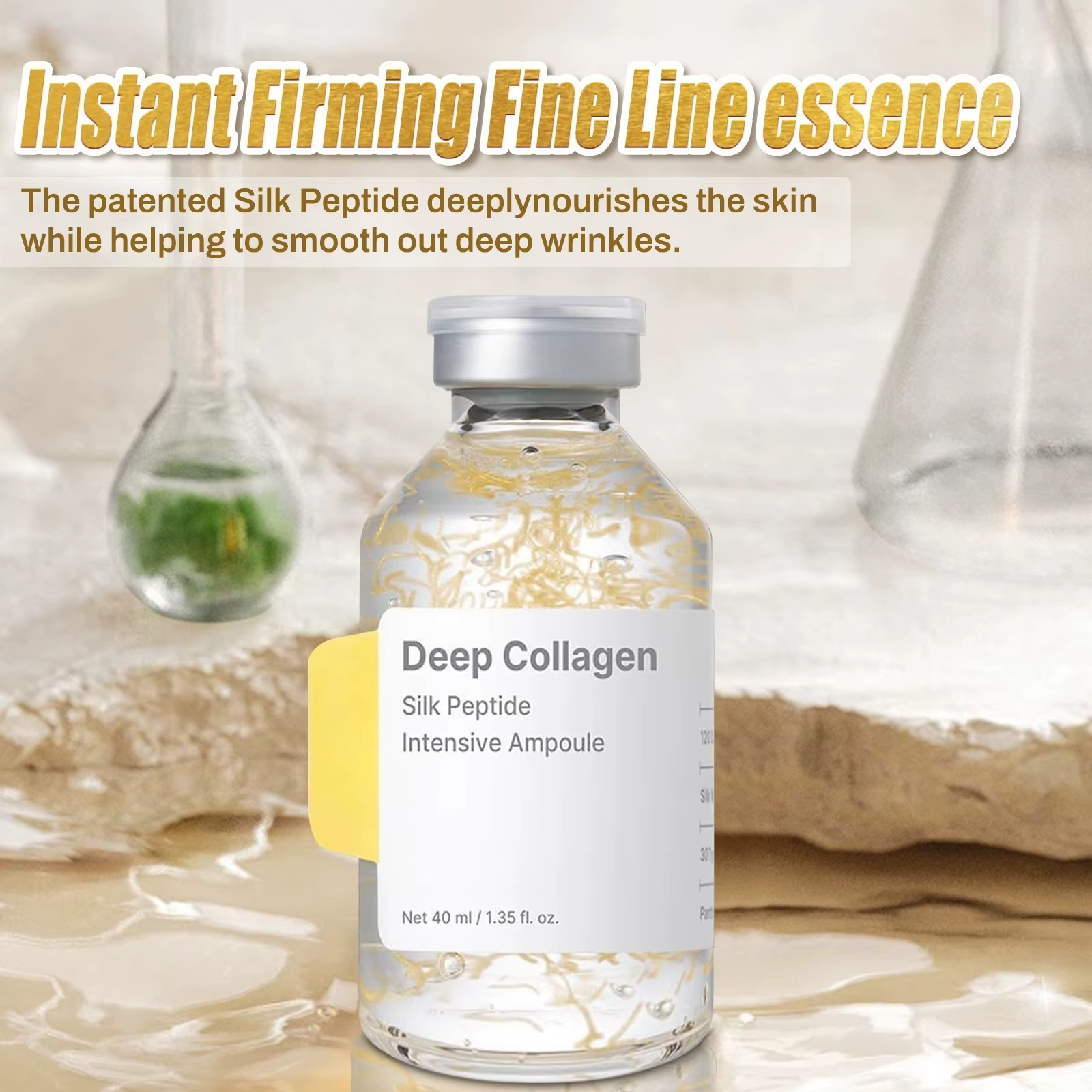 Ampoule peptidique de collagène profond de 40 ml - Sérum visage hydratant éclaircissant anti-rides avec acide hyaluronique
