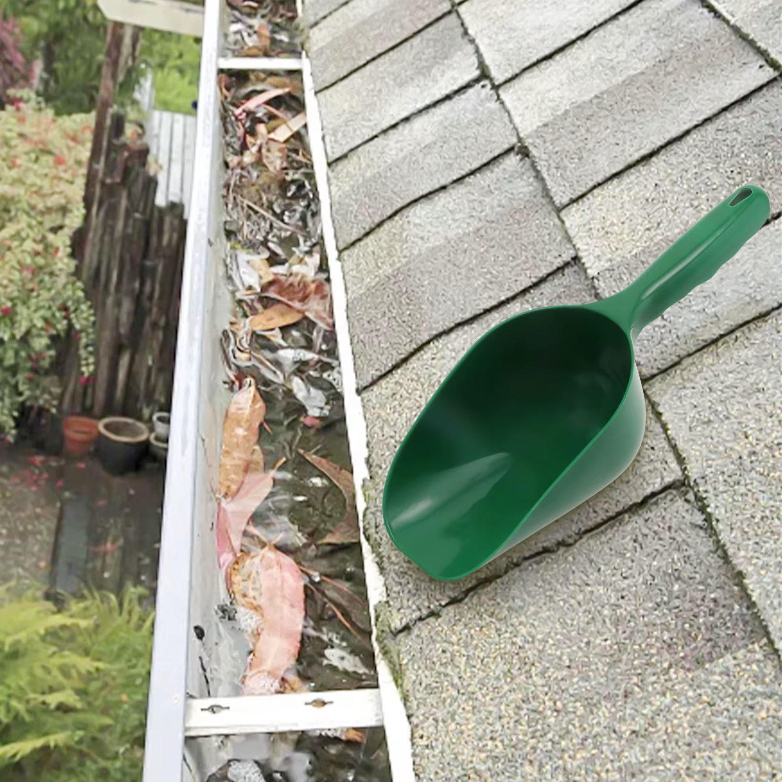 Pelle de nettoyage de gouttière, outil de nettoyage de toit, grande capacité, pelle de gouttière de toit en plastique, cuillère de nettoyage de feuilles de jardin, pelle à avant-toit