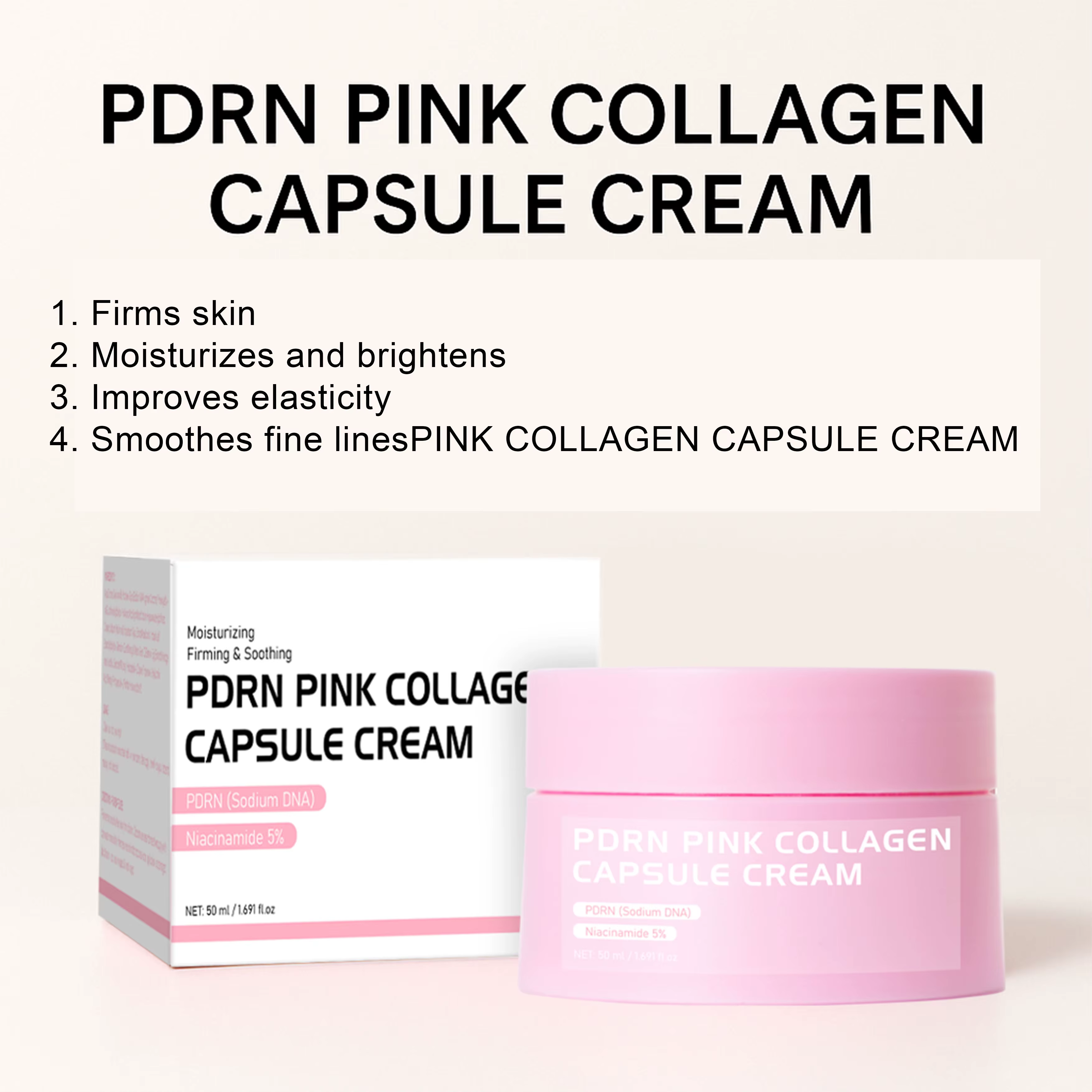 Crème en capsules de collagène rose PDRN au saumon