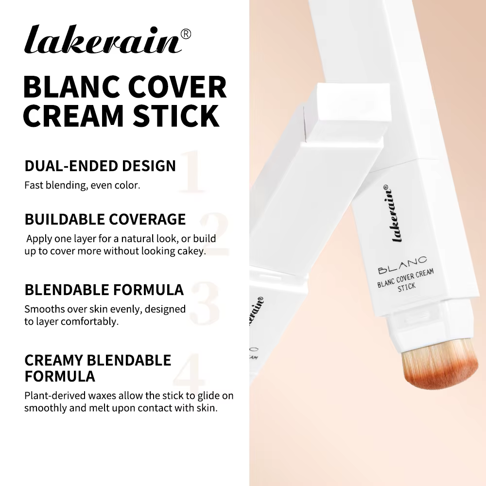 Lakerain Blanc couverture crème bâton conception à double extrémité fond de teint imperméable couverture voyage Bronze fond de teint crémeux maquillage naturel