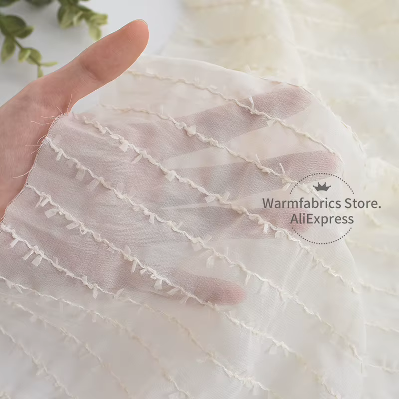 Tissu de robe en mousseline froissée au design populaire, tissu jacquard de luxe, polyester, crêpe, mousseline, georgette