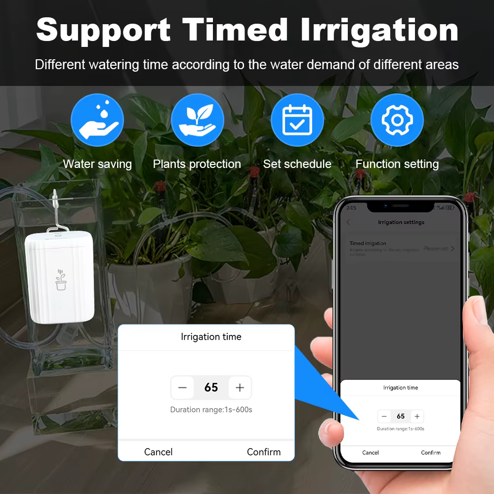 Dispositif d'arrosage intelligent WiFi, système d'irrigation goutte à goutte automatique programmé, contrôle à distance par application, arrosage automatique pour plantes d'intérieur