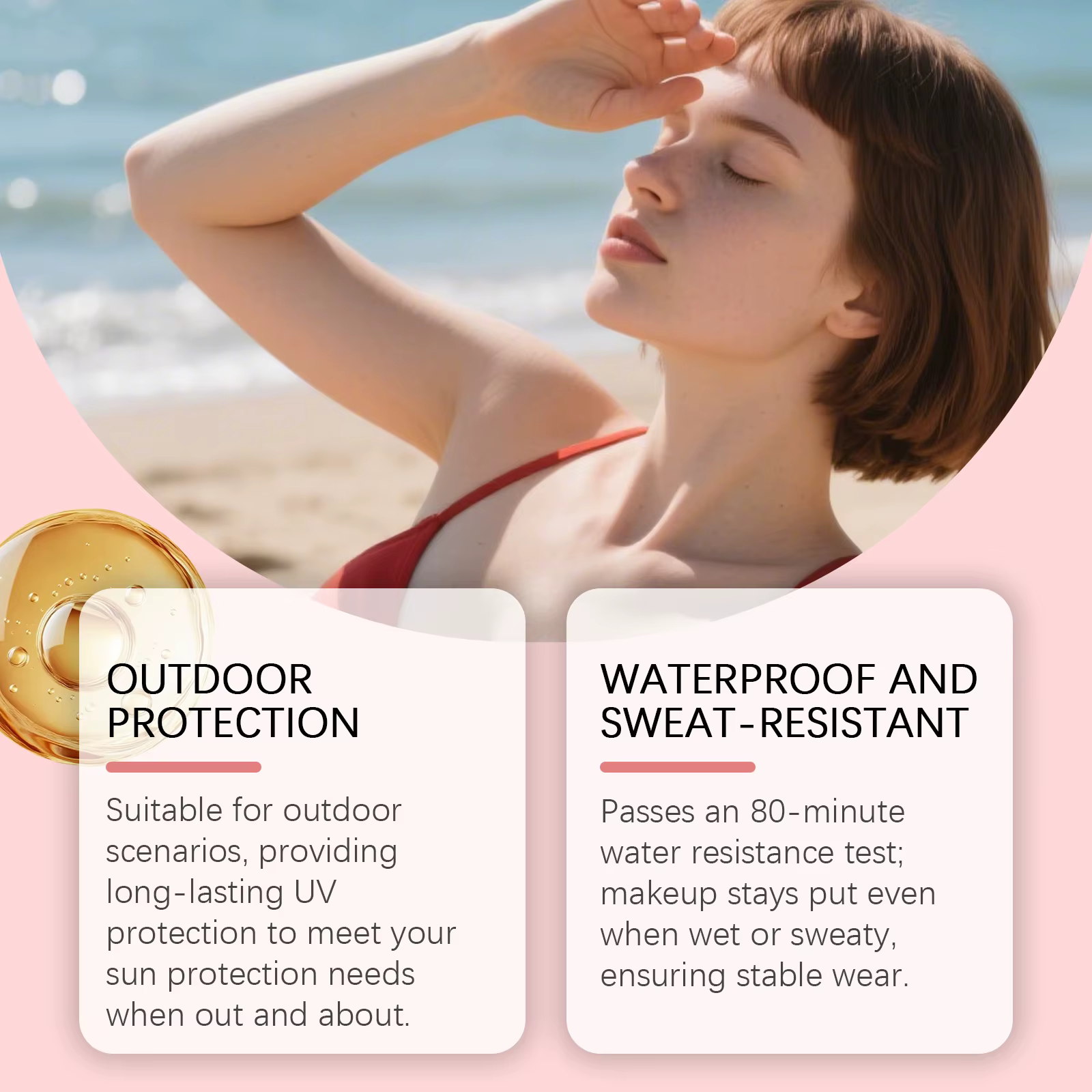 Sérum solaire SPF 50 à l'huile de pépins de raisin PA+++ Protection UV visage Anti-dommages solaires Sérum hydratant léger Essence écran solaire