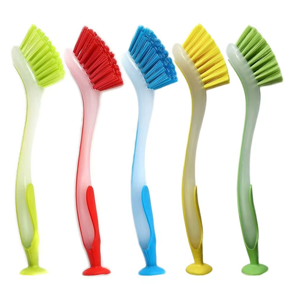 Brosse de lavage à ventouse verticale, bol, pot, plat, livres de cuisine