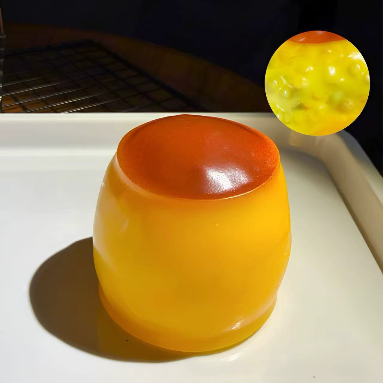 Ornement anti-stress ASMR en forme de pudding au caramel, fait main, sonore et croustillant, pour loisirs intérieurs et ambiance festive