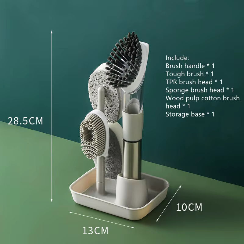 Outils de nettoyage de cuisine, brosse à vaisselle à Long manche, distributeur de savon liquide, nettoyeur de vaisselle, brosse à vaisselle, éponge, lingette de lavage de Pot