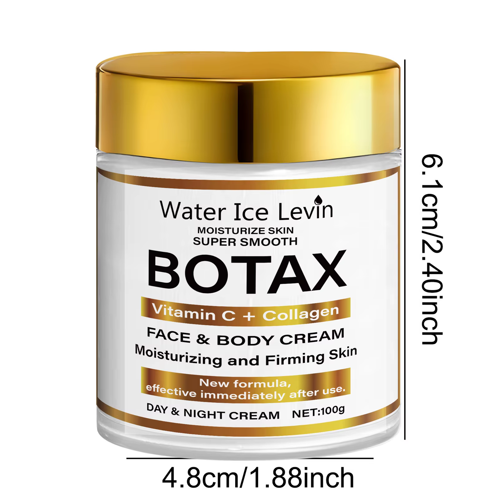 Crème Water Ice Levin BOTAX : Vitamine C + Hydratant visage et corps au collagène pour raffermir et peaux super lisses. Utilisation jour/nuit