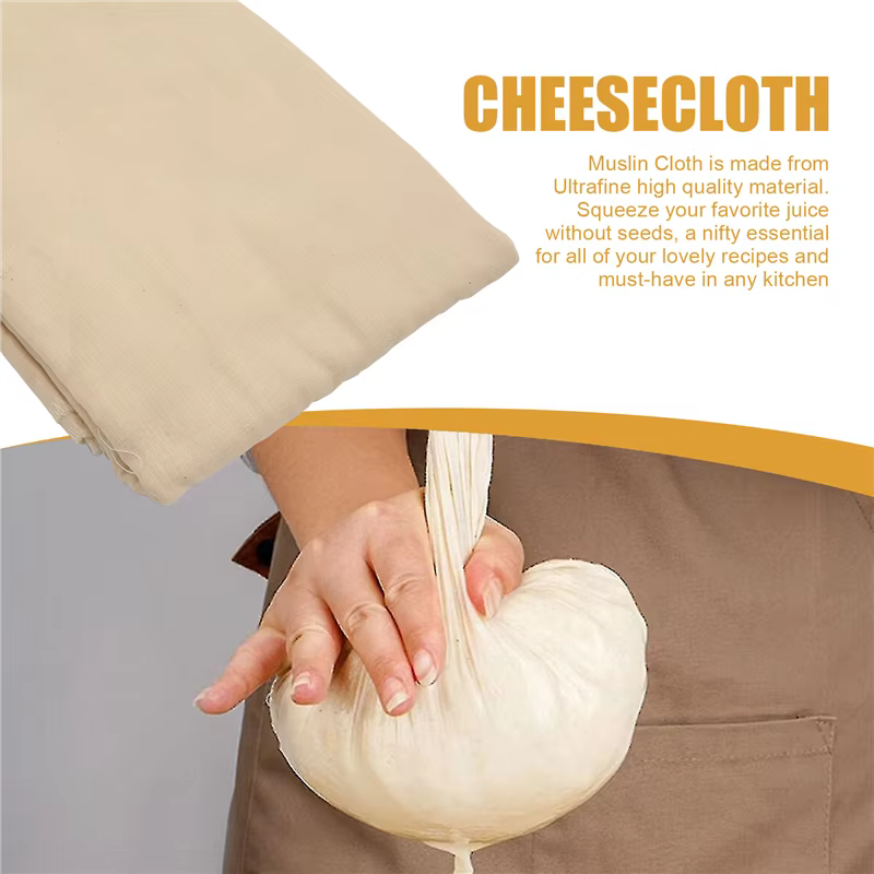 Chiffons en mousseline pour la cuisson, chiffons à fromage non blanchis, chiffons à fromage en coton réutilisables et lavables pour égoûter-AT64