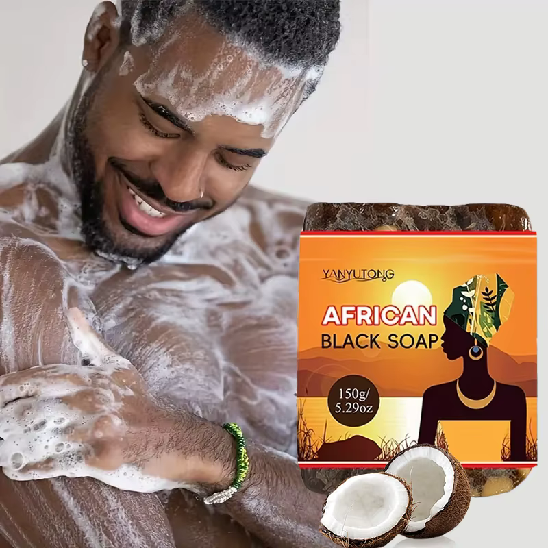Savon noir africain nettoyage en profondeur exfoliant visage hydratant peau lissant