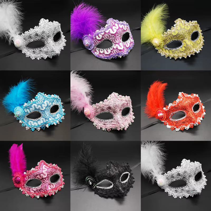 10 pièces masques de plumes colorés femmes filles princesse masque de mascarade Sexy danse fête d'anniversaire accessoires de carnaval noël Halloween