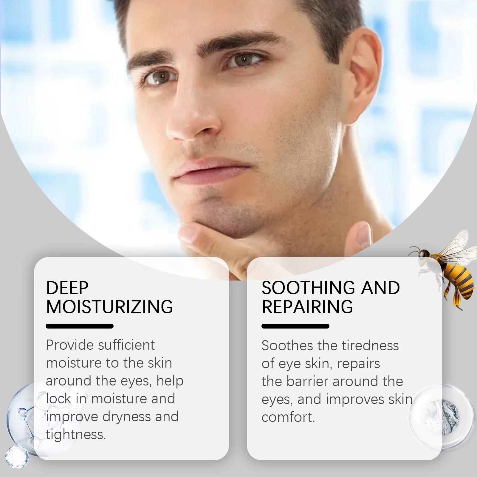 Crème Contour des Yeux au Venin d'Abeille Hydratante pour Peaux Sèches