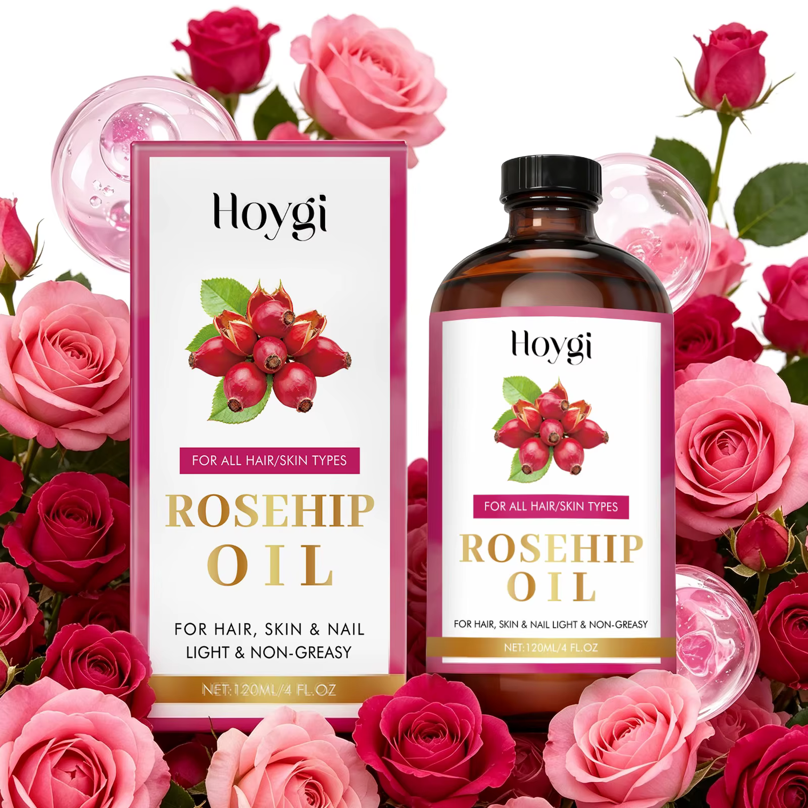 Huile Essentielle Apaisante de Graines de Rose Musquée pour Cheveux, Peau et Ongles – Huile de Massage Hydratante et Réparatrice pour la Peau et les Cheveux