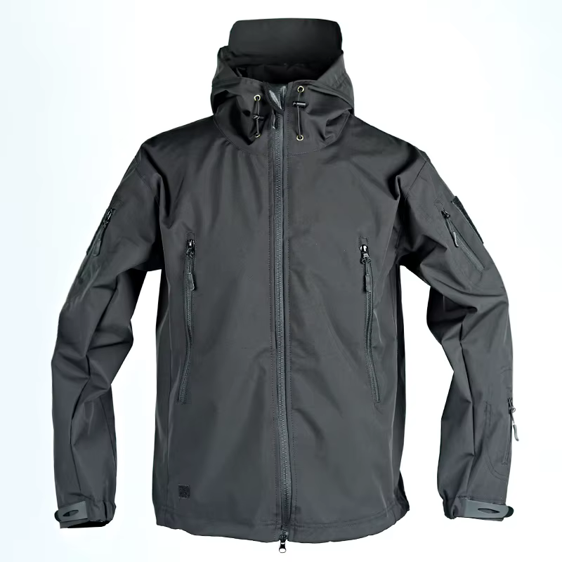 Vestes à capuche imperméables pour hommes, manteau long, fermeture éclair complète, plusieurs poches, peau de requin, coquille souple, coupe-vent, vêtements d'extérieur de travail, 2024