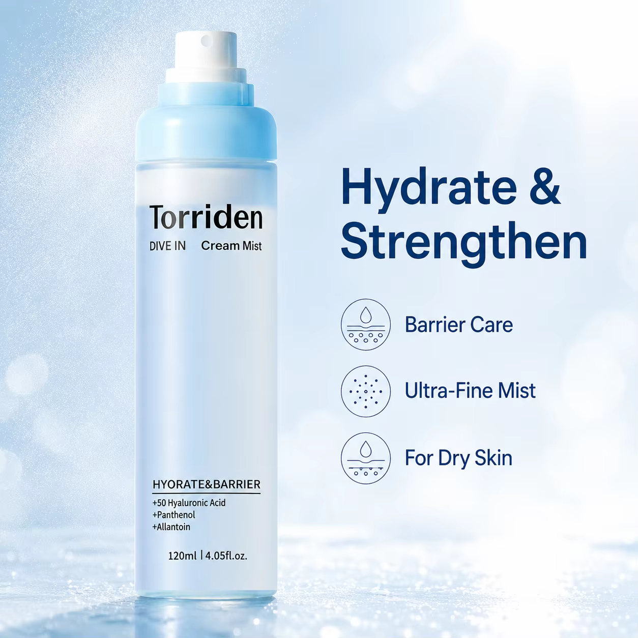 Brume hydratante à l'acide hyaluronique Torriden DIVE IN 120ml