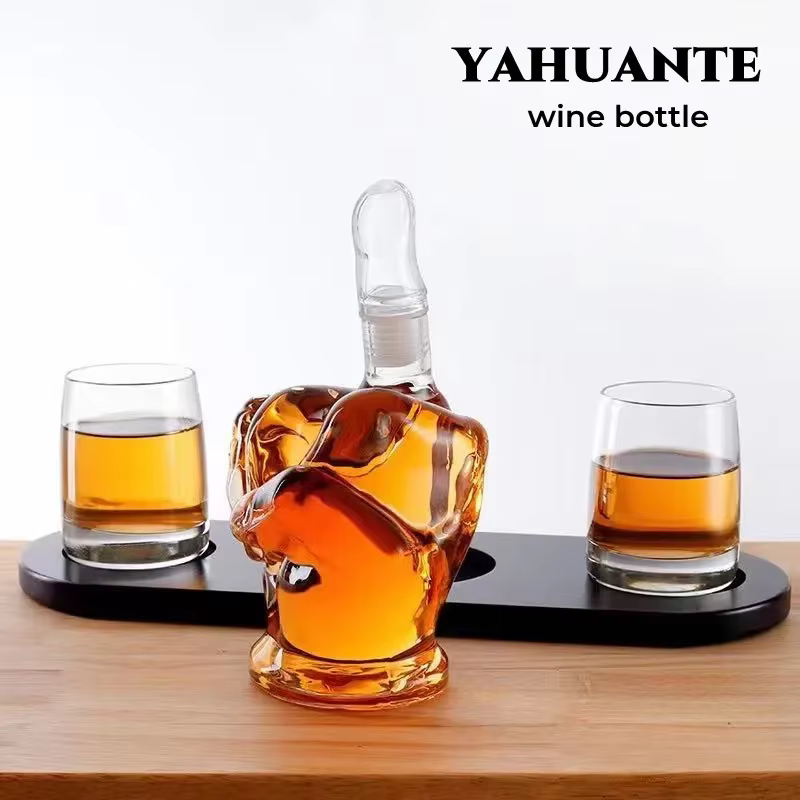 Bouteille de vin en verre à doigt créative, carafe à poing, verre à vin rouge irrégulier, verre à whisky, bouteille en forme de doigt, Shaker à Cocktail