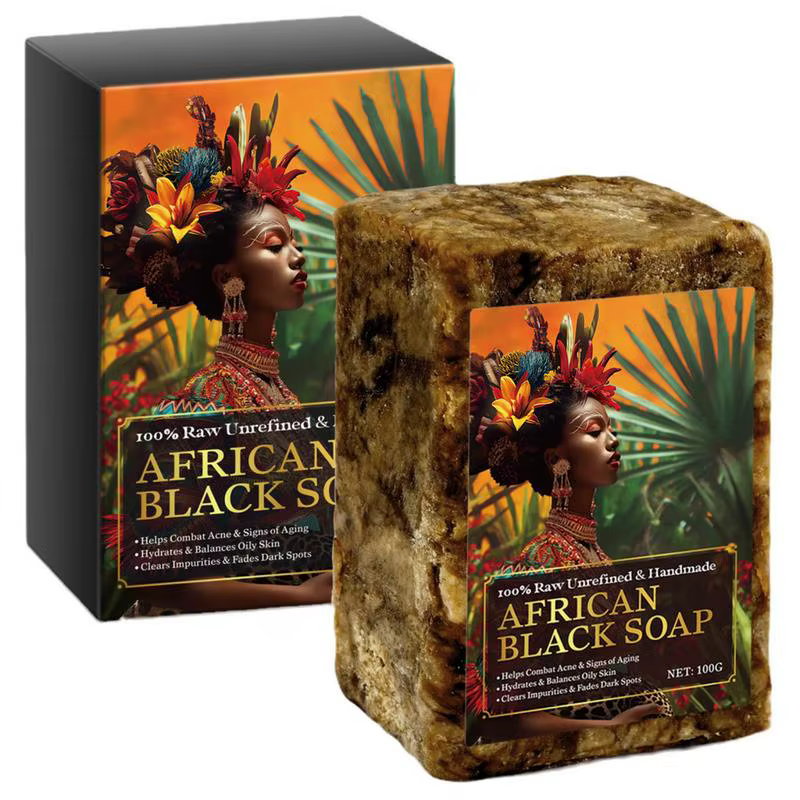 Savon noir africain nettoyage en profondeur exfoliant visage hydratant peau lissant
