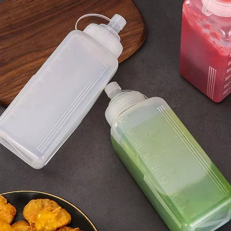 Bouteille de sauce en plastique à large ouverture, pour confiture, salade, assaisonnement, vinaigre, ketchup, sauce, gadgets de cuisine, distributeur d'assaisonnement