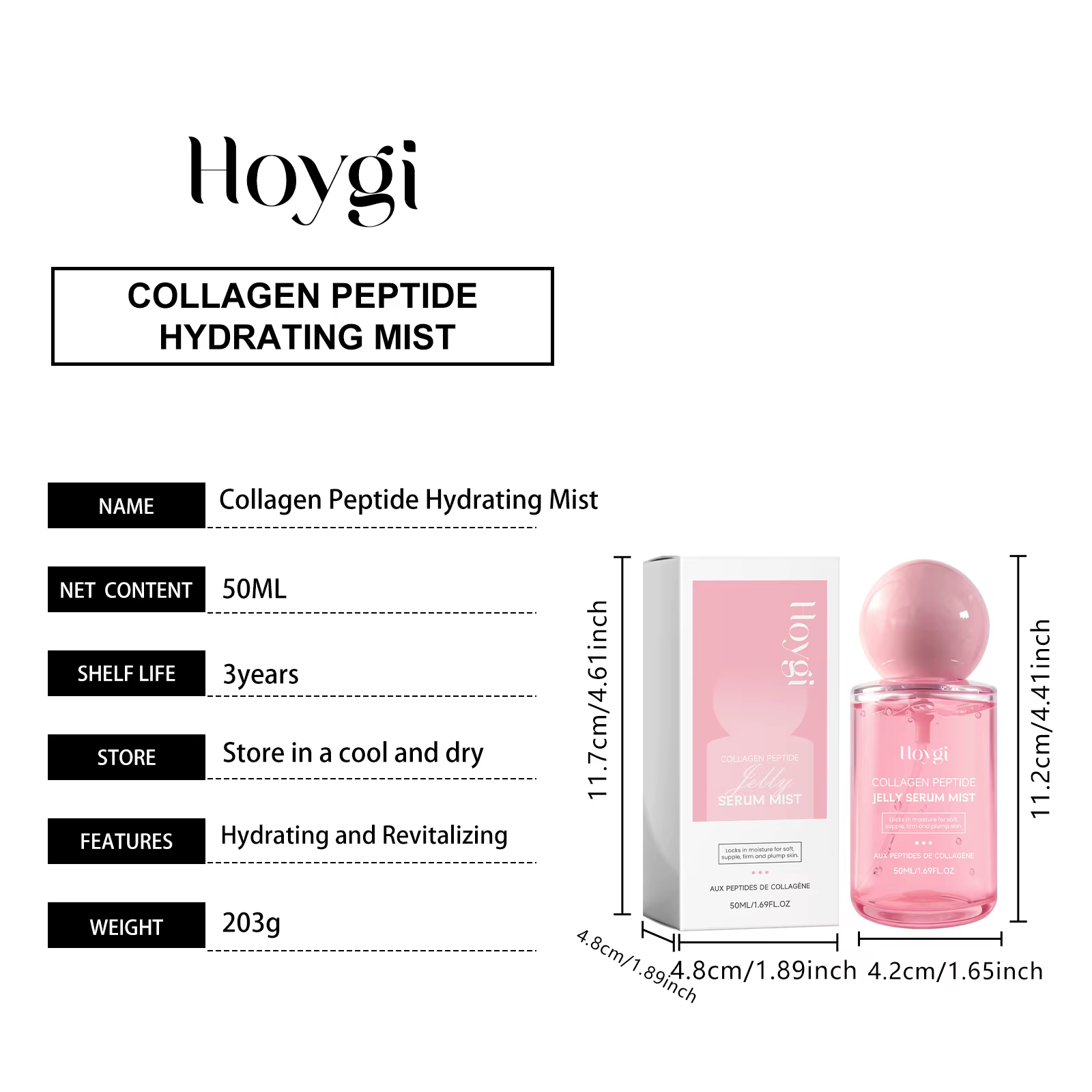 Brume hydratante pour le visage au collagène et aux peptides, légère, non collante, spray hydratant quotidien doux, rafraîchissant et apaisant pour tous types de peau