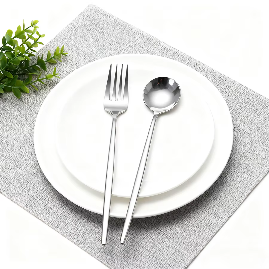 Ensemble de couverts en acier inoxydable argenté de 12/24 pièces, comprenant des fourchettes à dîner, des cuillères et des cuillères à dessert, adapté pour les repas à la maison, Di