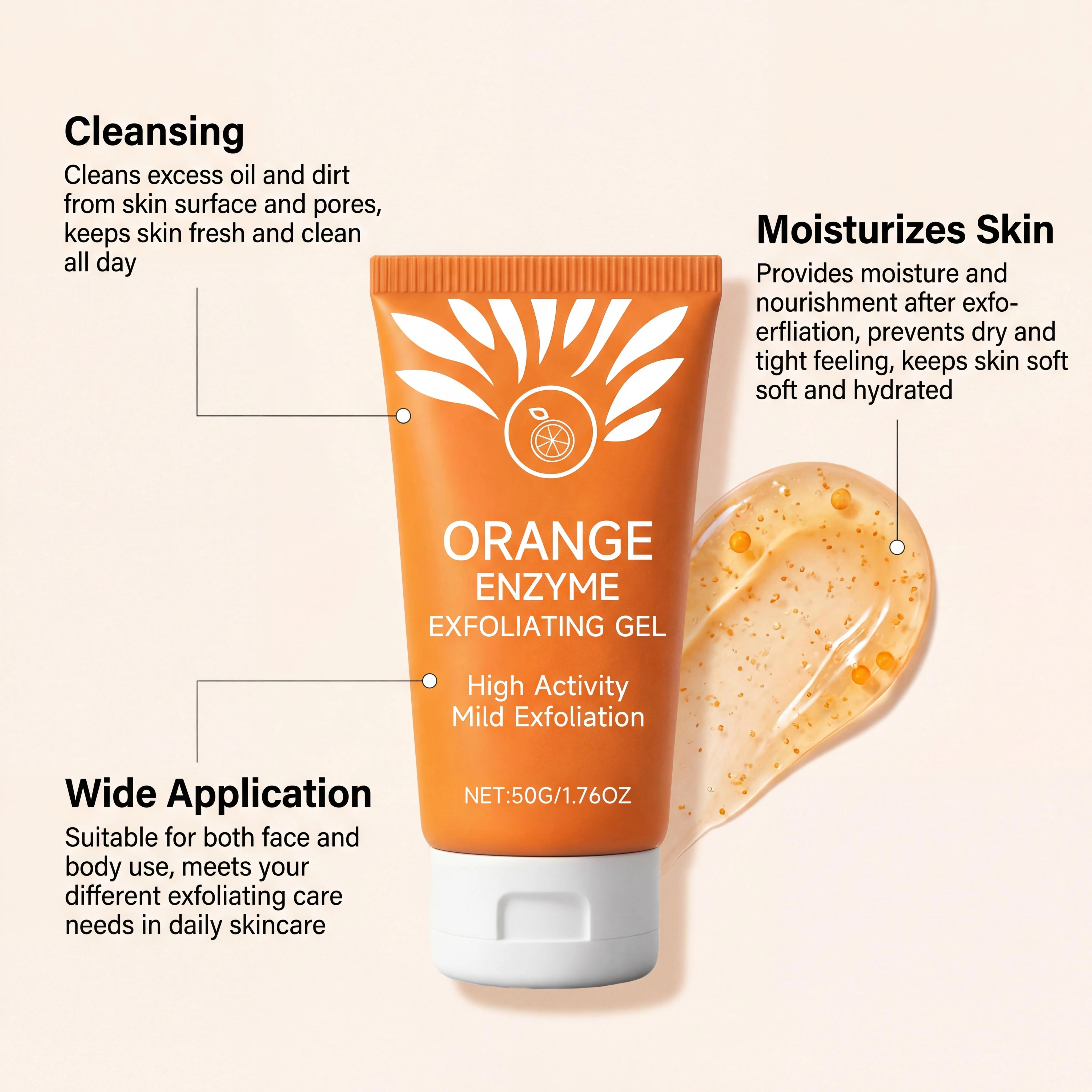Gel exfoliant orange pour le visage et le corps