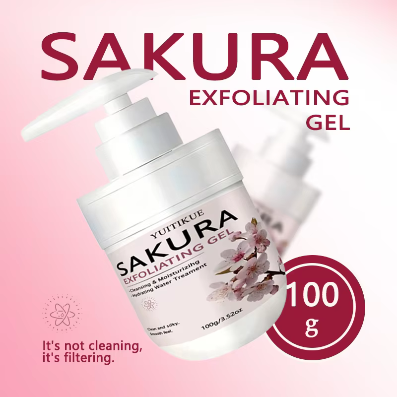 Gel nettoyant exfoliant Sakura 100g YUITIKUE Exfoliation douce Élimination des peaux mortes Hydratant Gel pour le visage doux et lisse