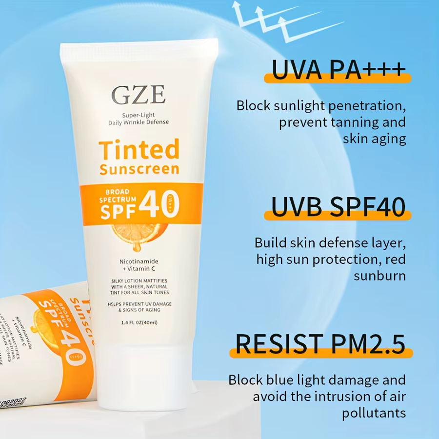 Crème solaire teintée à la vitamine C avec éventuelles F 40
