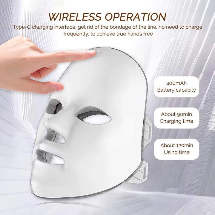 Masque Facial LED Rechargeable 7 couleurs LED Photon