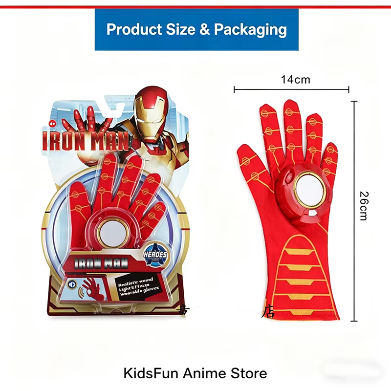 Jouet en fer avec effets lumineux et sonores, masque ouvrable, gants lanceurs de poignet, accessoires de cosplay de dessin animé et d'anime pour cadeaux de fête