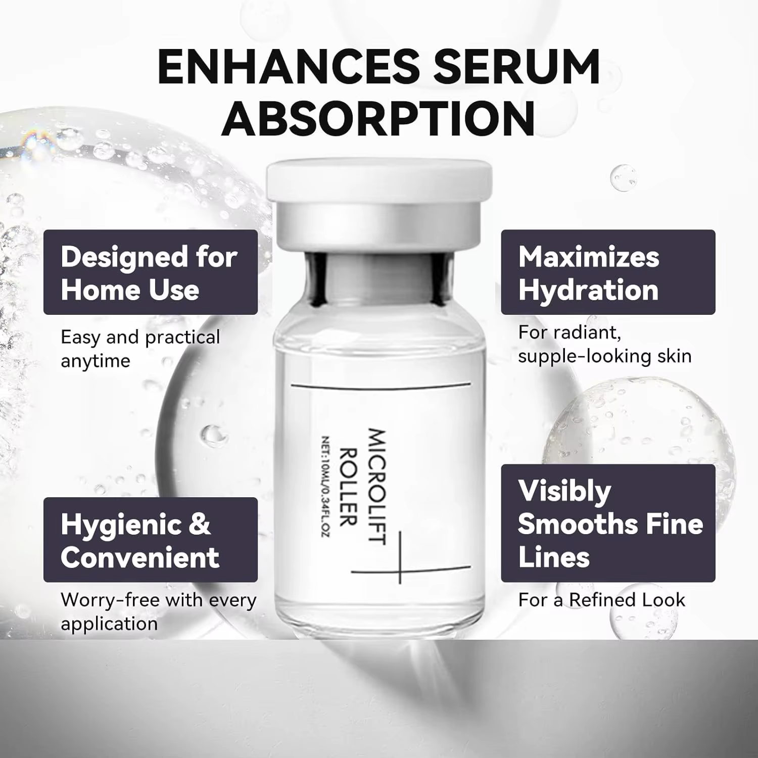Système de micro-infusion beauté (1 applicateur + 2 sérums) - Kit lissant pour la peau à base de peptides hydratants et
