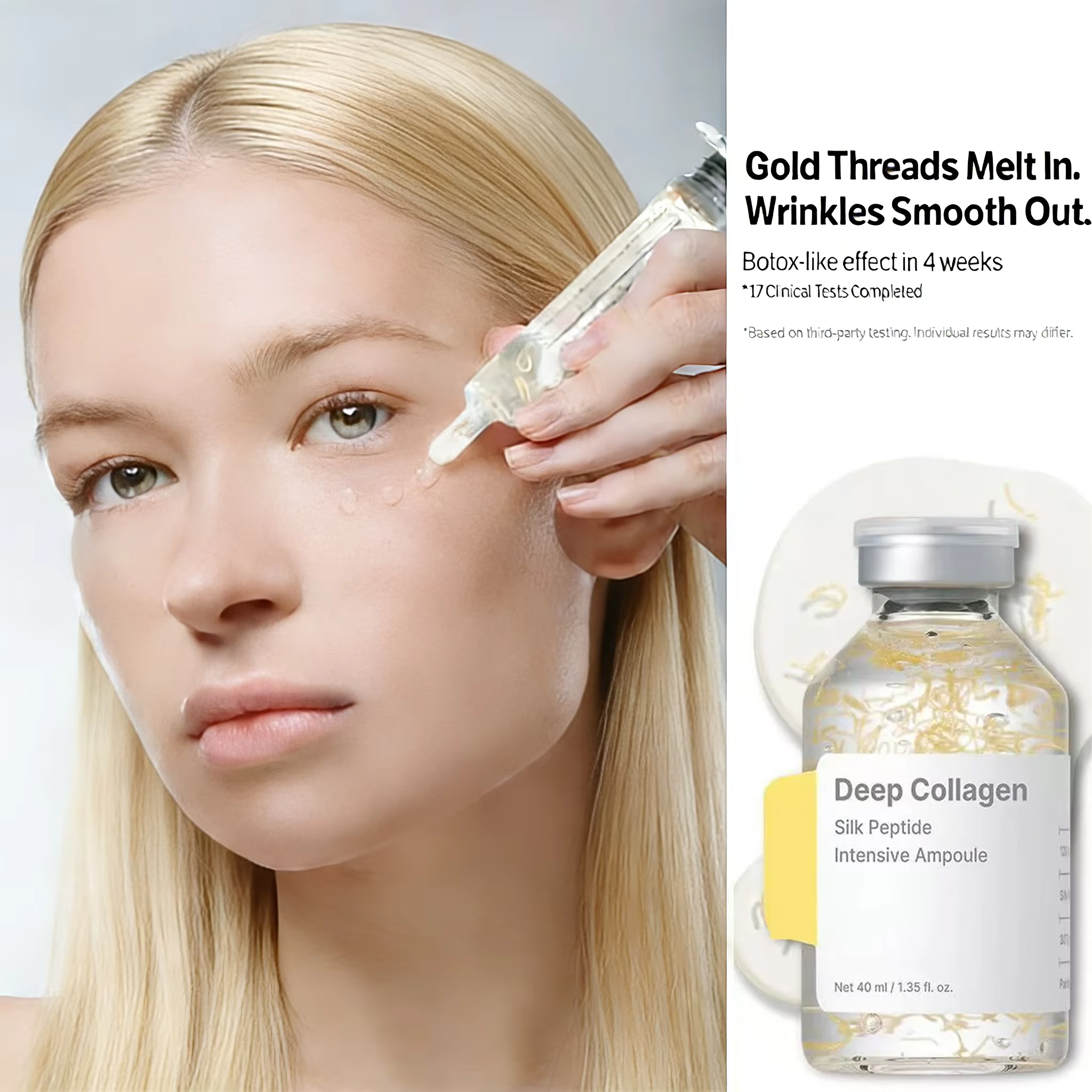 Ampoule anti-âge au collagène et aux peptides | Sérum à la protéine de soie pour raffermir la peau et améliorer son