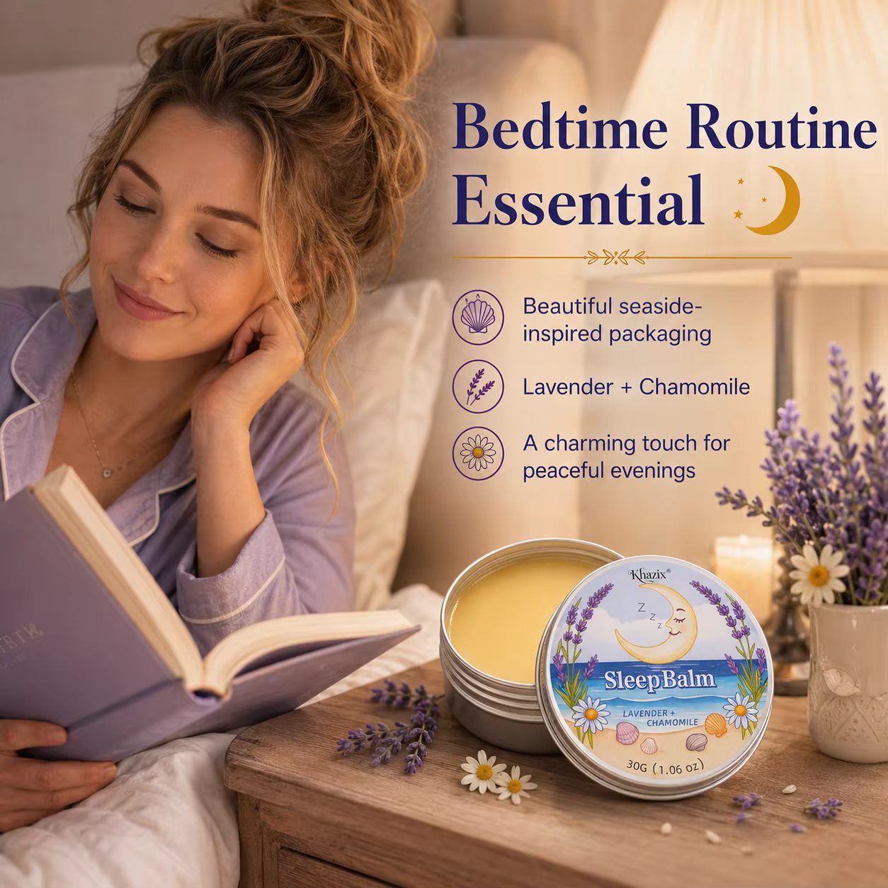 Baume de Nuit Apaisant 30g à la Lavande et à la Camomille – Arôme Relaxant