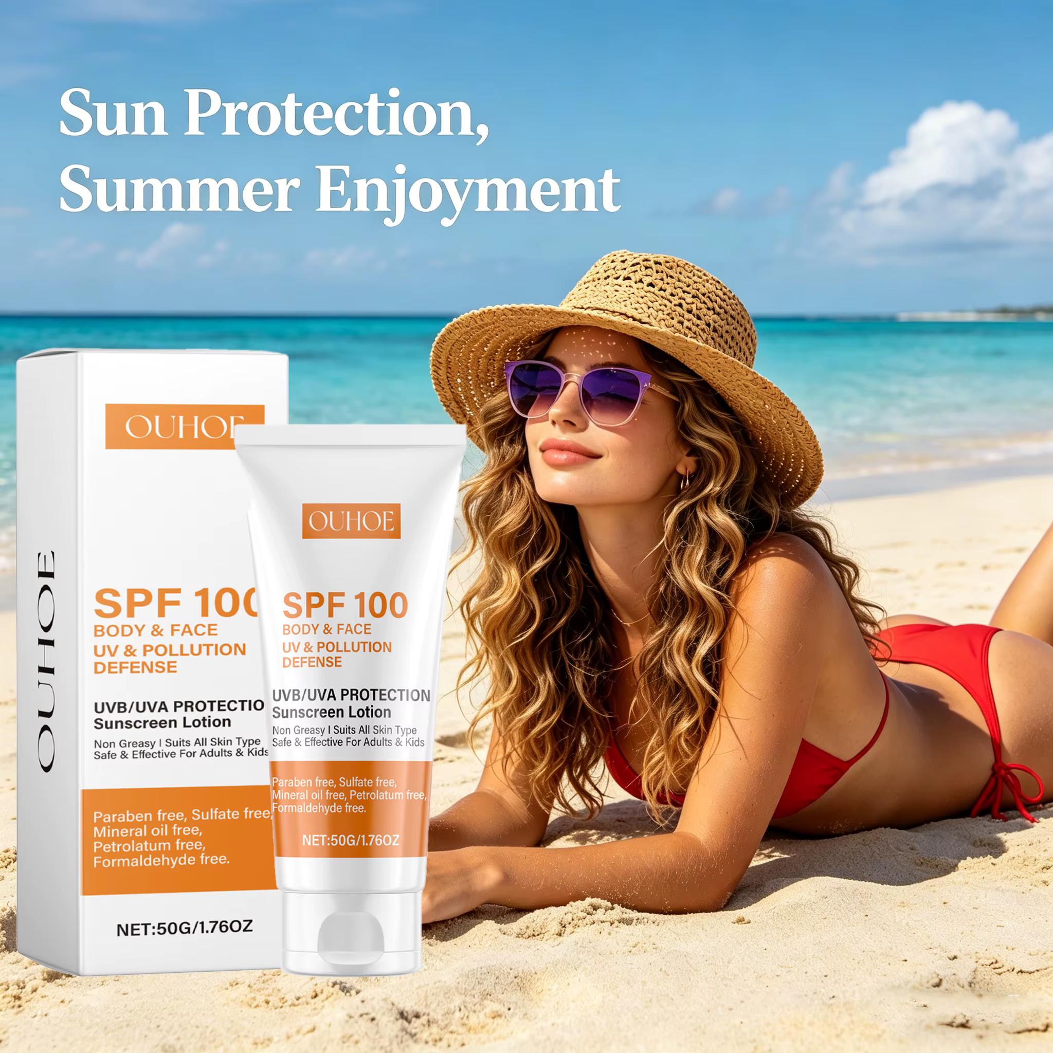 Crème solaire SPF100+ pour le visage et le corps