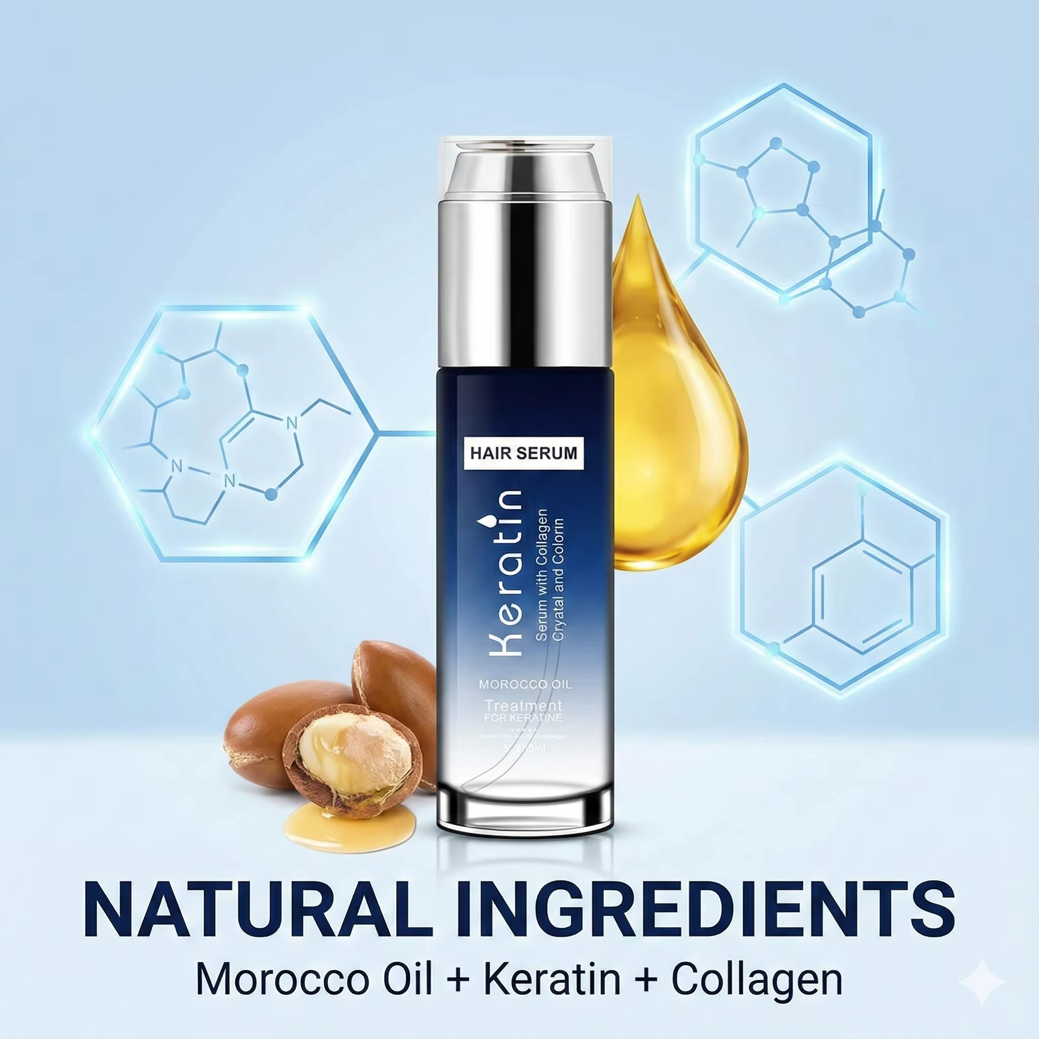 Sérum capillaire à la kératine pour la réparation des cheveux secs et endommagés
