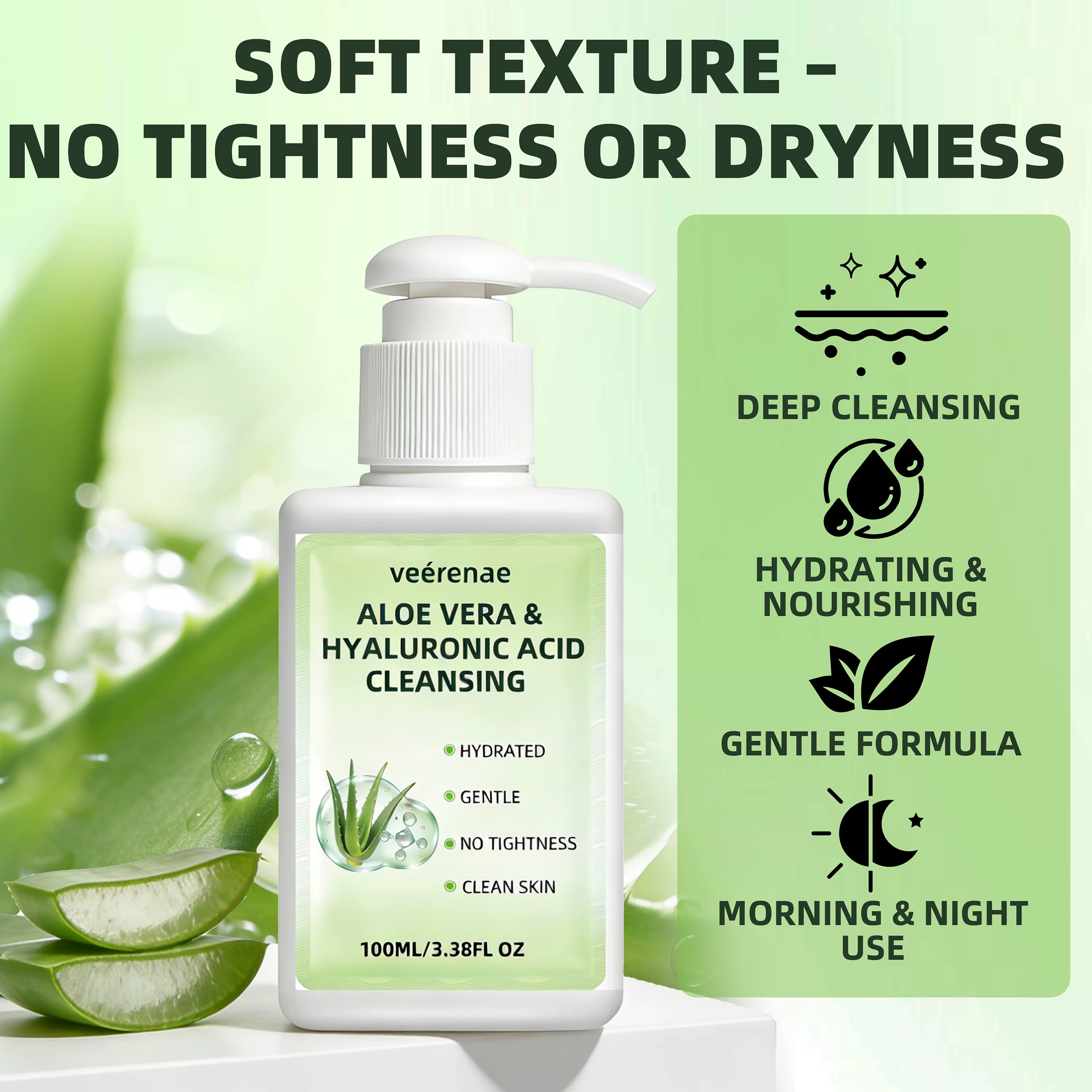 Nettoyant à l'aloe vera et à l'acide hyaluronique
