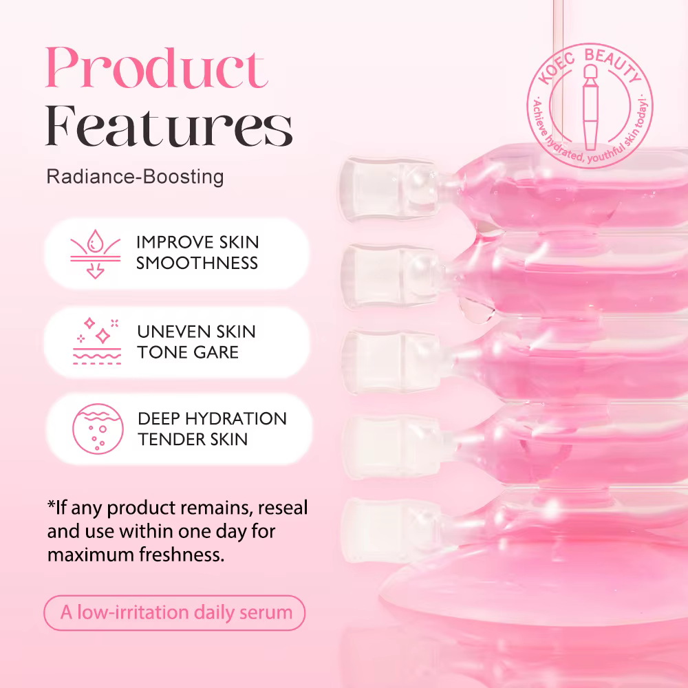 Sérum Rose Lumineux : Hydratation Intense et Éclat Instantané – Ampoule Essentielle pour Restaurer la Barrière Cutanée – Soin Quotidien de la Peau