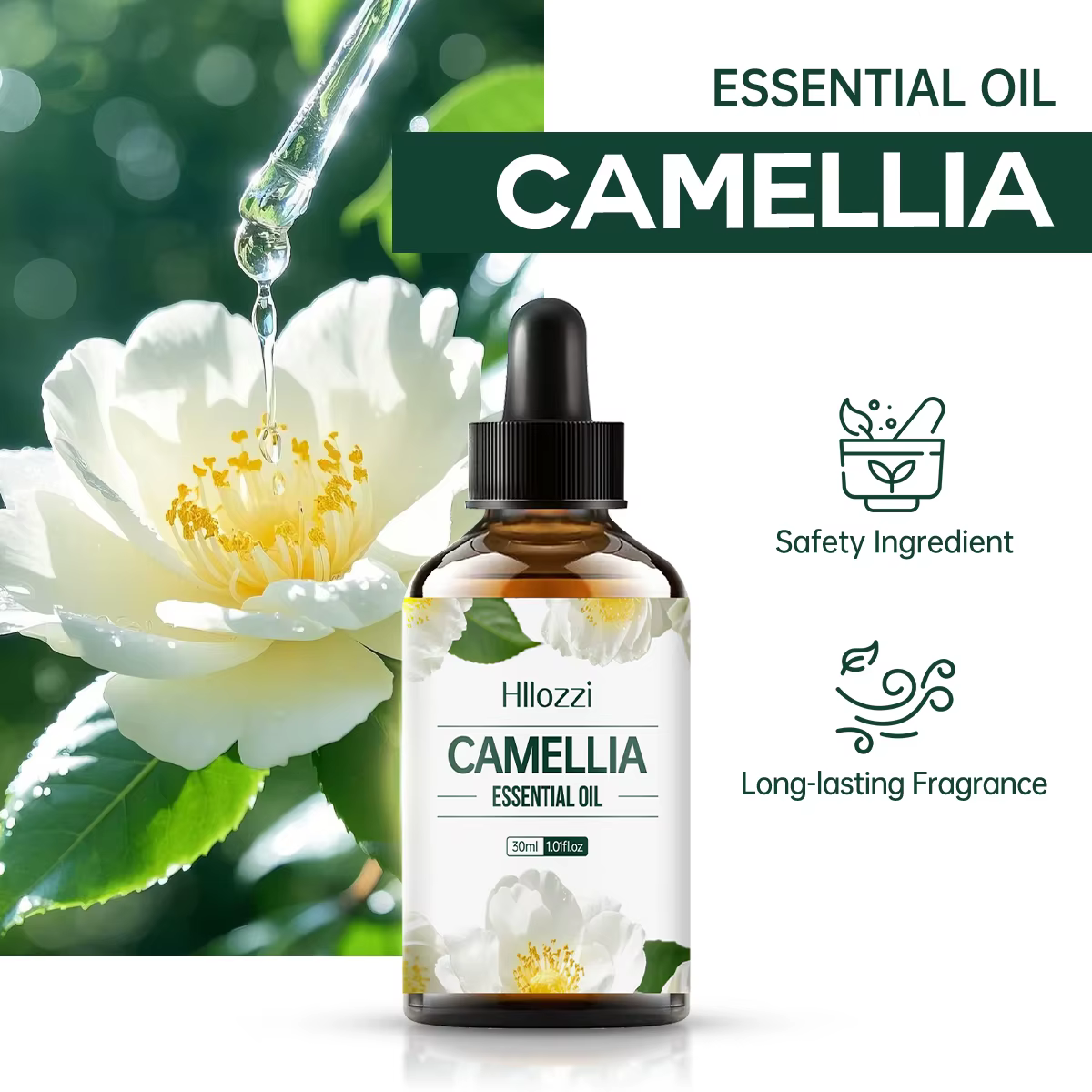 Huile essentielle de camélia – Hydratant naturel pur pour le visage et les cheveux