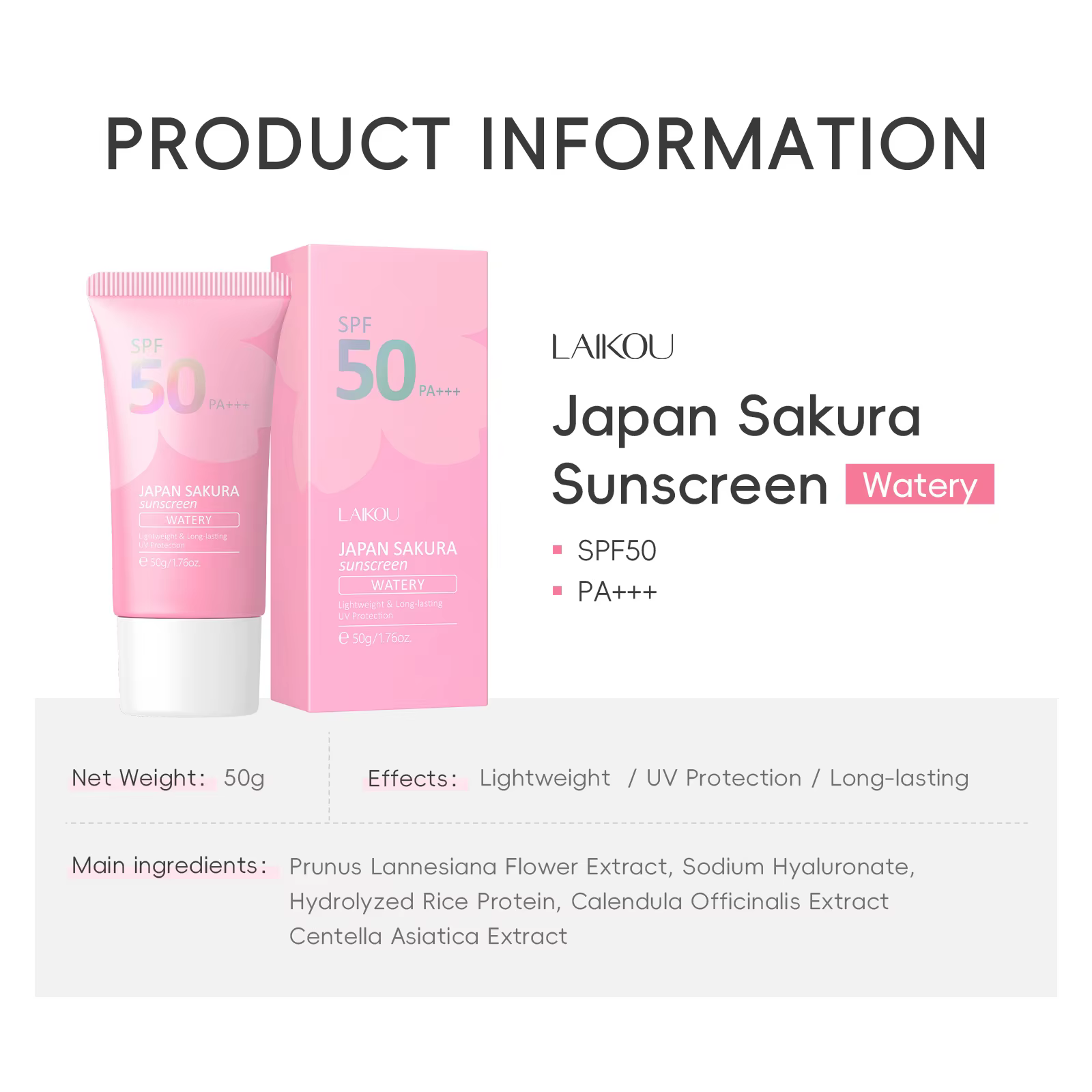 Crème solaire hydratante Laikou Sakura
