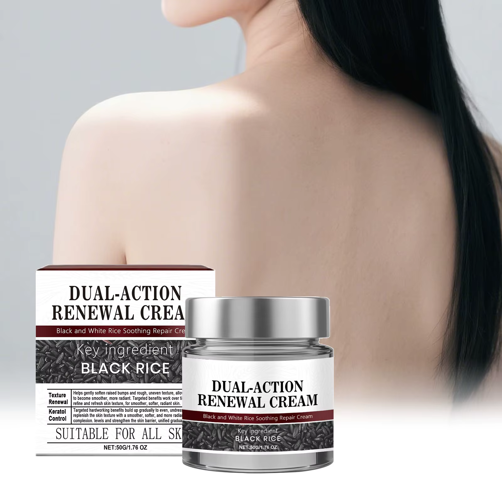 Crème corporelle exfoliante au riz noir coréen