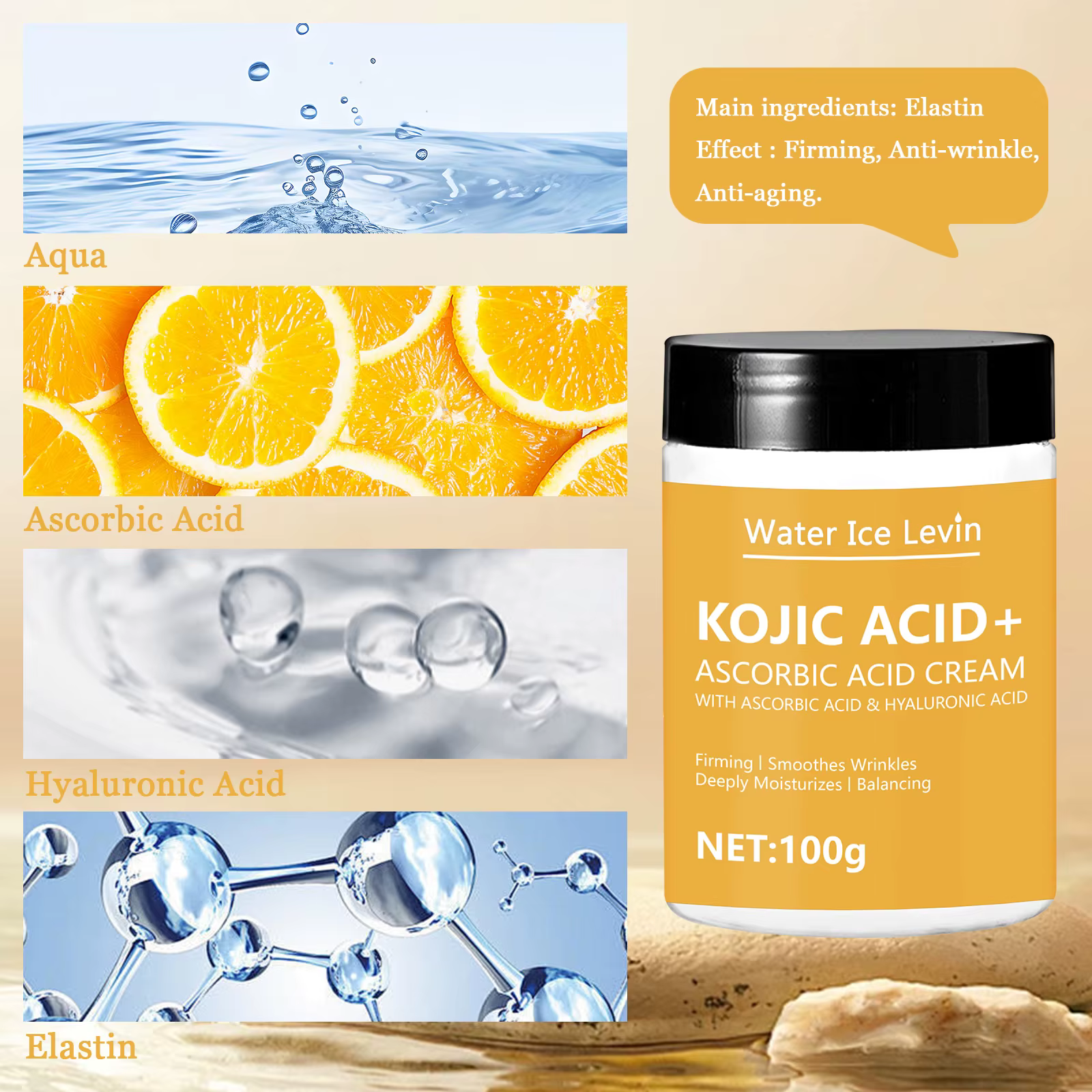 Acide kojique Lifting crème raffermissante collagène rides lisses